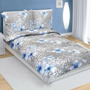 Bellatex Krepové obliečky Modrý ibištek sivá, 140 x 200 cm, 70 x 90 cm vyobraziť