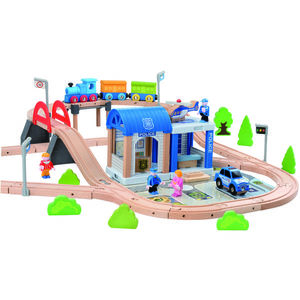 Bino Dřevená vláčkodráha s mostem, 90ks vyobraziť