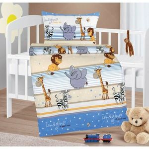 Bellatex Detské krepové obliečky do postieľky Agáta Safari modrá, 90 x 135 cm, 45 x 60 cm vyobraziť