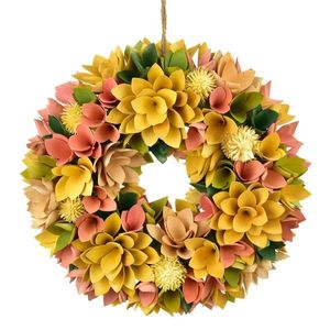 Veľkonočný veniec z drevených kvetov 30 cm, žltá vyobraziť