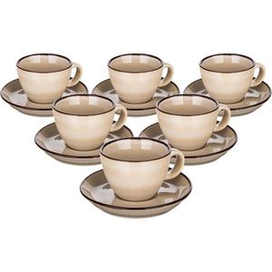 Banquet Súprava 6 šálok s podšálkami Palas 90 ml, krémová vyobraziť