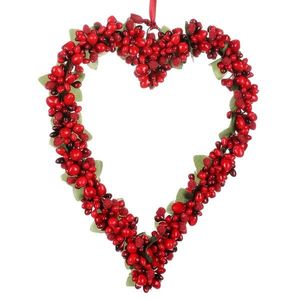 Závesná dekorácia Srdiečko z umelých bobúľ, červená, 17 x 2 x 20 cm vyobraziť