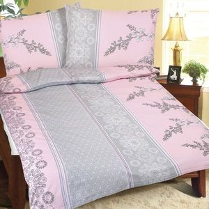 Bellatex Krepové obliečky Krík ružovo-sivá, 140 x 200 cm, 70 x 90 cm, 140 x 200 cm, 70 x 90 cm vyobraziť