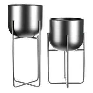 Súprava kovových stojanov na kvety Moderny, sivá, 2 ks vyobraziť