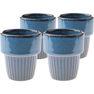 Súprava 4 keramických hrnčekov Rustik 100 ml, modrá vyobraziť