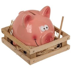 Keramická pokladnička Prasiatko s kladivkom a ohrádkou vyobraziť