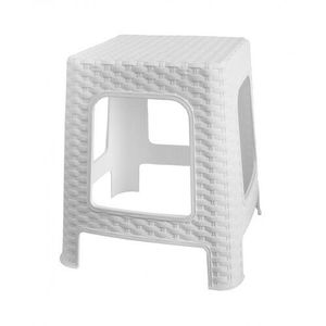 Záhradný stohovateľný taburet Ratan, 36 x 33 x 33 cm, biela vyobraziť