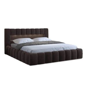 Tmavohnedá čalúnená dvojlôžková posteľ s úložným priestorom s roštom 160x200 cm Lamica – ELTAP vyobraziť