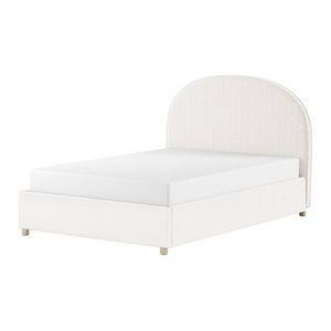 Biela čalúnená dvojlôžková posteľ s úložným priestorom s roštom 140x200 cm Moon – Vipack vyobraziť