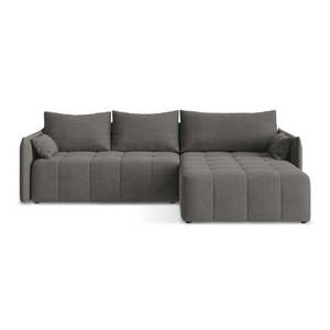 Tmavosivá rozkladacia/s úložným priestorom rohová pohovka (pravý roh/s leňoškou) Moku – Makamii vyobraziť