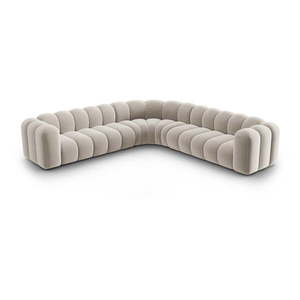 Krémová zamatová modulárna rohová pohovka Lupine – Micadoni vyobraziť