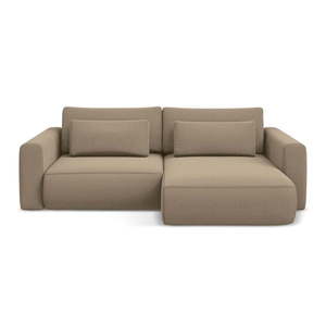 Svetlohnedá zamatová rozkladacia/s úložným priestorom rohová pohovka (pravý roh/s leňoškou) Kapua – Makamii vyobraziť