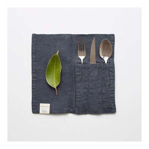 Ľanové vrecko na príbor 2 ks 23x23 cm Dark Grey – Linen Tales vyobraziť
