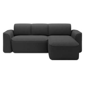Antracitová rohová pohovka z textílie buklé (pravý roh/s leňoškou) Ume – ELTAP vyobraziť