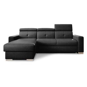 Čierna rozkladacia/s úložným priestorom rohová pohovka (ľavý roh/s leňoškou) Fresia – ELTAP vyobraziť