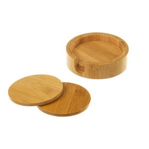 Hnedé bambusové tácky v súprave 4 ks so stojanom – Casa Selección vyobraziť