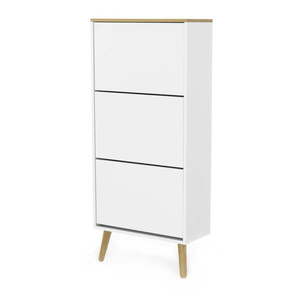 Biela skrinka na topánky s detailmi v dekore dubového dreva s 3 výkopy Tenzo Dot vyobraziť