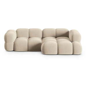 Béžová zamatová rohová pohovka (pravý roh/s leňoškou) Loretto – Cosmopolitan Design vyobraziť