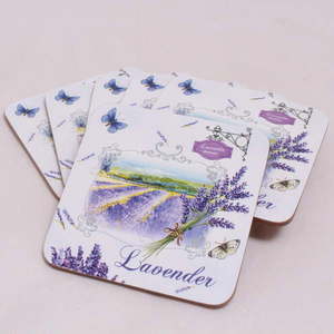 Biele/fialové korkové tácky v súprave 6 ks – Dakls vyobraziť