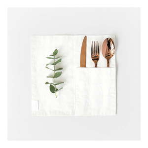 Ľanové vrecko na príbor 2 ks 23x23 cm White – Linen Tales vyobraziť