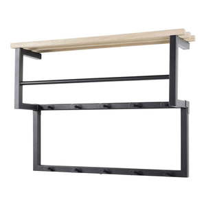 Čierny/v prírodnej farbe kovový nástenný vešiak s poličkou 71 cm Rizzoli – Spinder Design vyobraziť