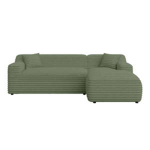 Zelená menčestrová rohová pohovka (pravý roh/s leňoškou) Martin – Ropez vyobraziť