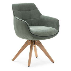 Zelené čalúnené jedálenské kreslá v súprave s podrúčkami 2 ks Donatelo – Marckeric vyobraziť