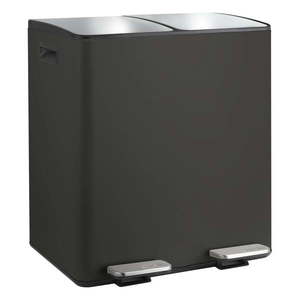 Matne čierny oceľový odpadkový kôš 2x20 l na triedený odpad/nášľapný Aliya – Spirella vyobraziť