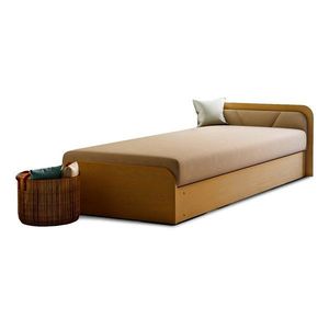 Okrovožltá/béžová čalúnená/z drevotriesky jednolôžková posteľ s úložným priestorom s matracom 80x190 cm Parys – ELTAP vyobraziť