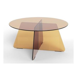 Hnedý sklenený okrúhly konferenčný stolík ø 80 cm Samos – Actona vyobraziť