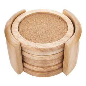 Drevené tácky v súprave 6 ks so stojanom v prírodnej farbe – Orion vyobraziť