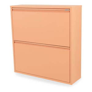 Kovová výklopná skrinka na topánky v lososovej farbe 75x77, 5x22, 5 cm Billy – Spinder Design vyobraziť