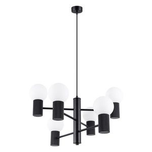 Čierne závesné svietidlo so skleneným tienidlom Orbital – Sollux vyobraziť