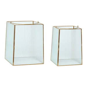 Sklenený lampáš 2 ks (výška 31 cm) Ripple – Hübsch vyobraziť