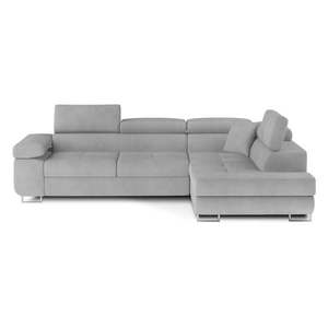 Svetlosivá zamatová rozkladacia/s úložným priestorom rohová pohovka (pravý roh/do L) Anton – ELTAP vyobraziť