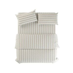 Svetlosivé/krémové ľanové obliečky na dvojlôžko 200x200 cm Natural Stripes – Native Natural vyobraziť