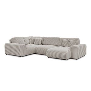 Svetlosivá menčestrová rohová pohovka (ľavý roh/do tvaru "U") Justin – Ropez vyobraziť