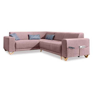 Ružová rozkladacia/s úložným priestorom rohová pohovka (ľavý roh/do L) Classy Sophie – Miuform vyobraziť