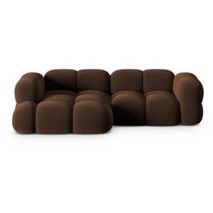 Tmavohnedá zamatová rohová pohovka (ľavý roh/s leňoškou) Loretto – Cosmopolitan Design vyobraziť