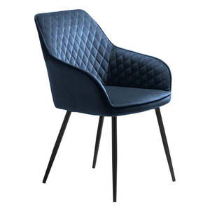 Modré čalúnené jedálenské kreslo s podrúčkami Milton – Unique Furniture vyobraziť