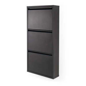 Čierna kovová výklopná skrinka na topánky 50x103x15 cm Billy – Spinder Design vyobraziť