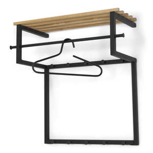 Čierny/v prírodnej farbe kovový nástenný vešiak s poličkou 76 cm Rizzoli – Spinder Design vyobraziť