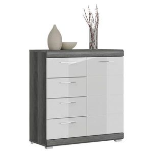 MID.YOU KOMODA, biela s vysokým leskom, tmavosivá, 80/85/37 cm vyobraziť