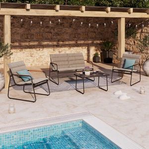 Ambia Garden SÚPRAVA ZÁHRADNÉHO NÁBYTKU 4-dielne, kov, plast, sklo, textil vyobraziť