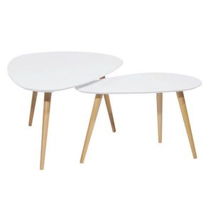 Carryhome SADA PRÍRUČNÝCH STOLÍKOV, hnedá, biela, drevo, kompozitné drevo, 116-.75/66-43/45-39 cm vyobraziť