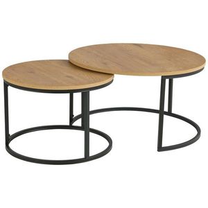 Ti'me SADA KONFERENČNÝCH STOLÍKOV, farba duba, kov, kompozitné drevo, 60-80/60-80/42-45 cm vyobraziť