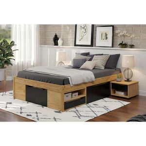 MID.YOU POSTEĽ S ÚLOŽNÝM PRIESTOROM, 140/200 cm prírodná farba, čierna vyobraziť