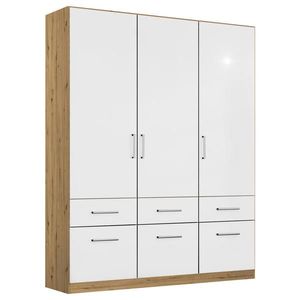 Rauch Möbel SKRIŇA S OTOČNÝMI DVERAMI, dub artisan, biela s vysokým leskom, 136/210/54 cm vyobraziť