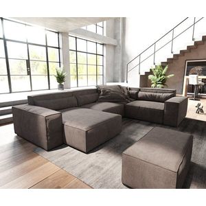 Pohovka v tvare U Sirpio 300x200 cm mikrovlákno khaki-hnedá variabilné vyobraziť