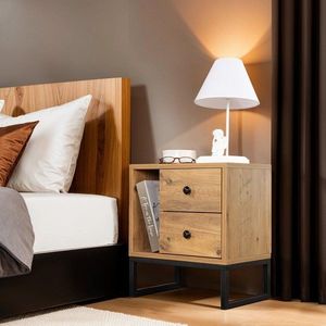 Nočný stolík Glimmer - Atlantic Pine, Black vyobraziť